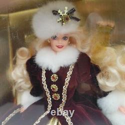 1996 Happy Holidays Special Edition Barbie Doll 15646 Burgundy White & Gold NRFB