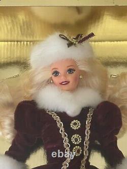 1996 Happy Holidays Special Edition Barbie Doll Burgundy White & Gold 15646