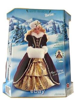 1996 Happy Holidays Special Edition Barbie Doll Burgundy White & Gold 15646