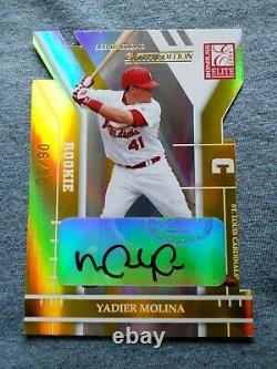 2004 Elite Extra Edition Yadier Molina AUTO RC #06/20. Crease center bottom