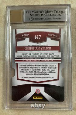 2010 Elite Extra Edition Christian Yelich #147 RC Auto BGS 9 01/100