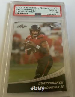 2017 LEAF LIMITED EDITION PATRICK MAHOMES SPECIAL RELEASE ROOKIE PSA 10 pop 40