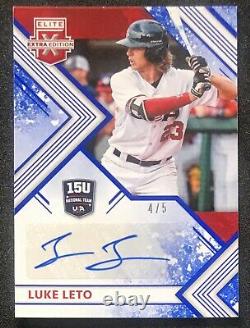 2018 Panini Elite Luke Leto Auto #/5 Extra Edition. Autograph #15u