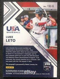 2018 Panini Elite Luke Leto Auto #/5 Extra Edition. Autograph #15u