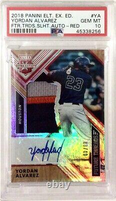 2018 Panini Elite Xtra Ed /49 SP YORDAN ALVAREZ 3-Color Patch Auto Red PSA 10