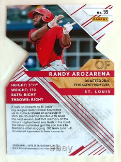 2019 Elite Extra Edition EMERALD STATUS auto # 99 RANDY AROZARENA Rays 12/25