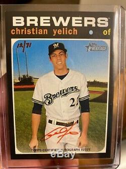 2020 Topps Heritage Christian Yelich Real One Special Edition Auto Red Ink /70