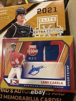 2021 Elite Extra Edition 6/10 Gold Boarder Auto/Jersey Leny Carela #DPLMS-LC