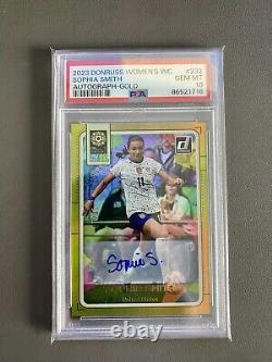 2023 Donruss FIFA Womens World Cup Sophia Smith Auto Gold 10/10 PSA 10 Pop 1 USA
