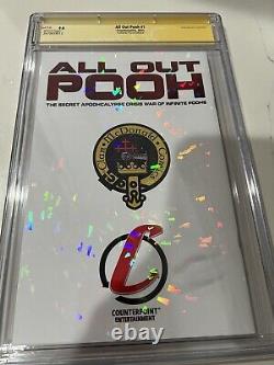 All Out Pooh #1 CGC SS 9.8 2021 Signed Marat Mychaels, Adrian Paul, Lmtd 9/10