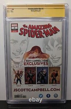 Amazing SPIDER MAN 2 CGC SS 9.8 J Scott Campbell Mary Jane Ed D Variant Signed