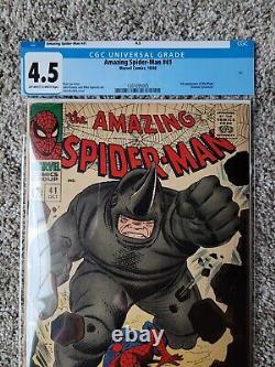 Amazing Spider-Man #41 FINE 4.5 5.0 1st App of Rhino Marvel Comic 1966 CGC IT