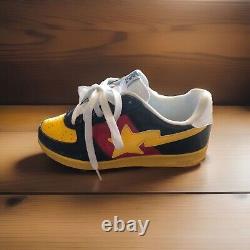 BAPE STA Mens 7/A Bathing Ape/ FS-001 Low Dark Blue/Yellowith Red Patent Leather