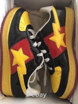BAPE STA Mens 7/A Bathing Ape/ FS-001 Low Dark Blue/Yellowith Red Patent Leather