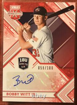 BOBBY WITT JR AUTO RC 2018 Elite Extra Ed 18U Autograph RED? #058/100? Royals