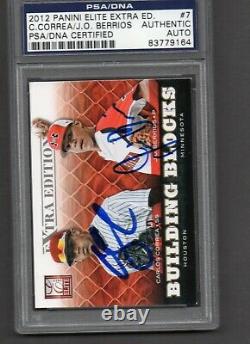 Carlos Correa Jose Berrios Autographed 2012 Elite Extra Edition #7 PSA DNA COA