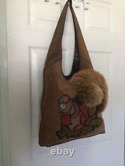 Fendi Special Edition Brown Zucchino Suede Squirrel Motif Fur Tail Hobo Bag