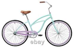 Firmstrong 26 Urban Special Edition Lady Single Speed Seafoam with purple rim