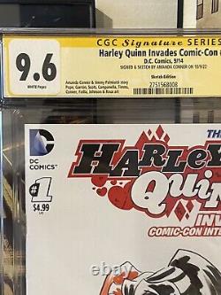 HARLEY QUINN INVADES COMIC-CON SKETCH COVER Sketch By Amanda Conner CGC 9.6