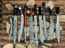 HUNTEX Limited Special Edition Custom Handmade Lot of 10 Damascus Short Swords