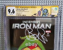 Infamous Iron Man 1 CGC 9.6 SS Dr. Doom Skottie Young Variant Signed by Bendis