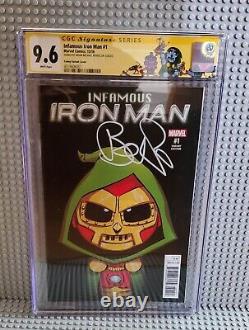 Infamous Iron Man 1 CGC 9.6 SS Dr. Doom Skottie Young Variant Signed by Bendis