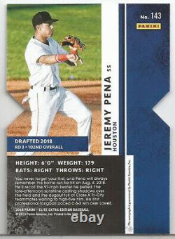 Jeremy Pena 2018 Elite Extra Edition Red Status Sp Auto /75 Houston Astros' Ss