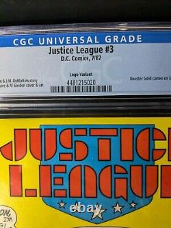 Justice League #3 (DC Comics 1987) Test Logo Variant, CGC 9.8, WHITE PAGES