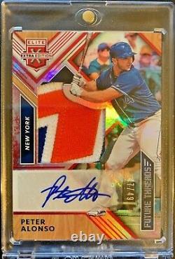 PETE ALONSO 2018 Elite Extra Edition Patch Auto Red /49 ROY New York Mets