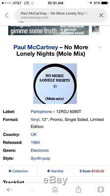 Paul McCartney No More Lonely Nights (Mole Mix) Promo REMIX SEALED 1984 Vinyl
