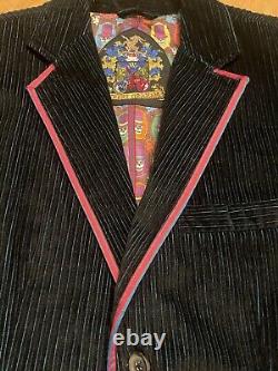 Robert Graham Black Corduroy Colorful Special Edition Coat Blazer Mens Size L