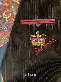 Robert Graham Black Corduroy Colorful Special Edition Coat Blazer Mens Size L