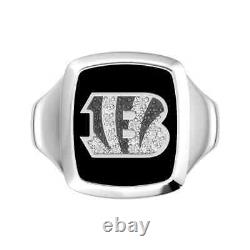 Special Edition Cincinnati Bengals with Single Cut White Moissanite Men's Ring