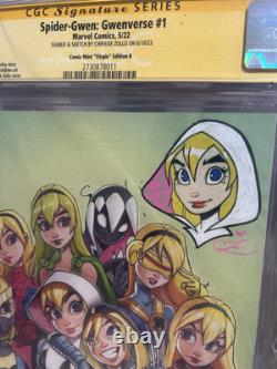 Spider-Gwen Gwen-Verse # 1 CGC 9.8 SS Virgin Signed & Sketched Zullo LE 600