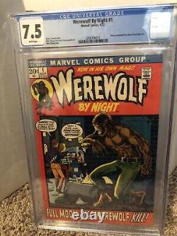 WEREWOLF BY NIGHT #1 (1972). CGC 7.5 VF- Jack Russell WWBN 1st Solo Title
