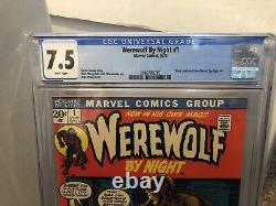 WEREWOLF BY NIGHT #1 (1972). CGC 7.5 VF- Jack Russell WWBN 1st Solo Title