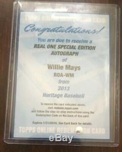 Willie Mays 2013 Topps Heritage Real One Special Edition Autograph 28/32 Vhtf