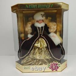 1996 Happy Holidays Special Edition Barbie Doll 15646 Bourgogne White & Gold Nrfb