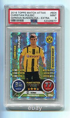 2016 Topps Match Attax Extra Allemand 604 Christian Pulisic USA WC PSA 9 Rookie RC