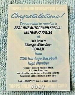 2020 Topps Heritage High Number Luis Robert Auto Special Edition Rc Redemption