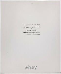 Ansel Adams Édition Spéciale Imprimer Yosemite Falls S. E. Y. 4 Signature Complète