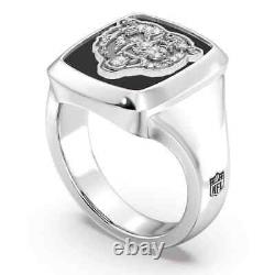 Édition spéciale Chicago Bears avec bague pour homme en moissanite blanche taillée unique en argent 925