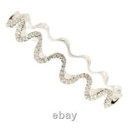Édition spéciale de design simple avec bracelet jonc en vagues de moissanite blanche à coupe unique
