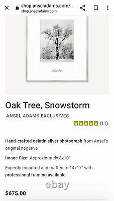 Édition spéciale de l'orage de neige du chêne de Yosemite d'Ansel Adams