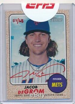 Jacob Degrom 2017 Heritage # Roa Topps-jd Red Auto Special Edition # 57/68 Mets