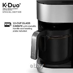 K-Duo Édition Spéciale Machine à Café Argentée avec Dosette K-Cup et Carafe à Usage Unique.