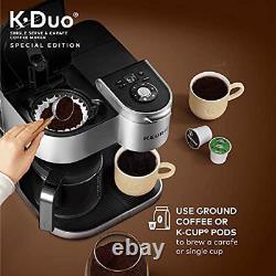 K-Duo Édition Spéciale Machine à Café Argentée avec Dosette K-Cup et Carafe à Usage Unique.
