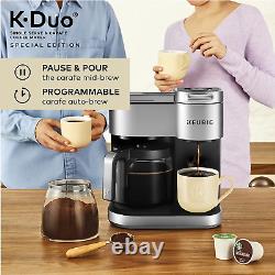 K-Duo Édition Spéciale Machine à Café avec dosettes K-Cup individuelles et carafe, Argent