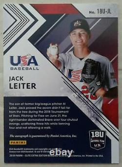 Panini USA Baseball Elite Extra Edition 2018 Jack Leiter Rc Auto Rookie #/100