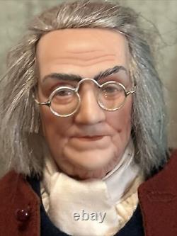 Poupée Vintage de Benjamin Franklin avec image vivante, 11 pouces de haut, neuve et complète avec COA